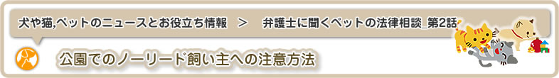 犬や猫,ペットのニュースと雑学・お役立ち情報：弁護士に聞くペットのトラブル・法律相談_第2話はノーリード禁止の公園にも関わらずしつけのできていない犬をノーリードで遊ばせている飼い主への注意方法編です